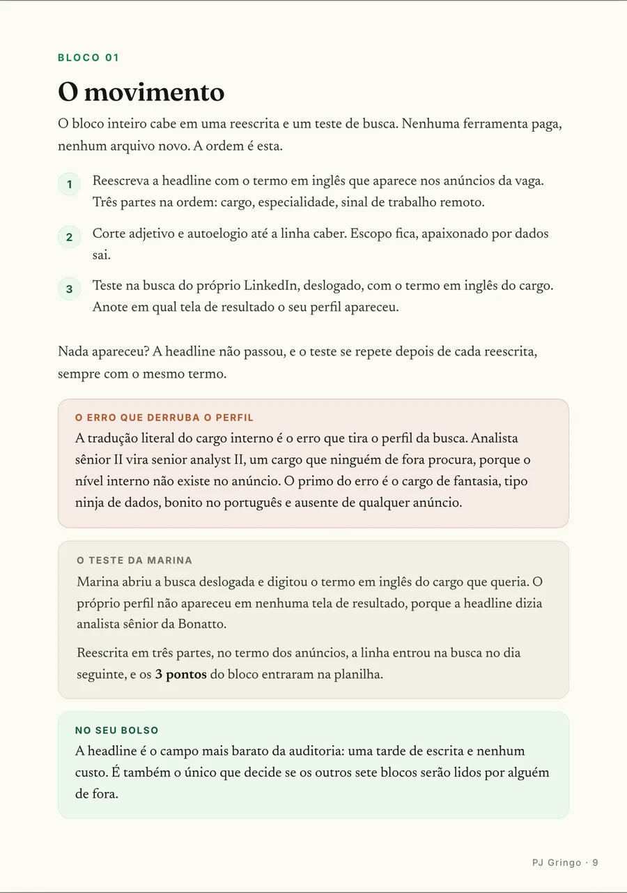 Passo a passo: O movimento do primeiro bloco: como reescrever a headline em três partes com o termo do mercado